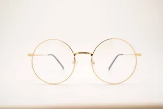 圆形金色，镶框，眼镜，眼镜，福禄克天使疗法，眼镜，玻璃，金色，破碎