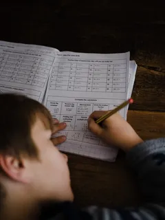 幼儿在室内写作、文本、书籍、日记、人、人、手指、数学