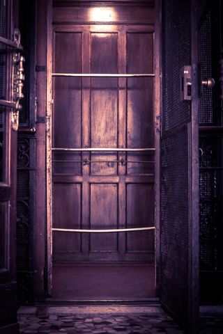 电梯，历史，木材，旧，黑暗，犯罪现场，意大利米兰