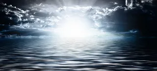 海, 云, 天空, 波, 水, 夜, 地平线, 光