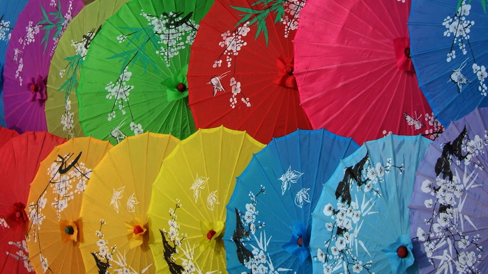 各色雨伞，中国，艺妓回忆录，阳伞，颜色，多色，红色，文化
