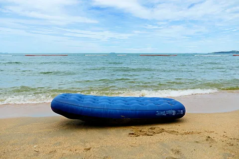 海，救生艇，沙滩，海边，蓝色，水，海滩，天空