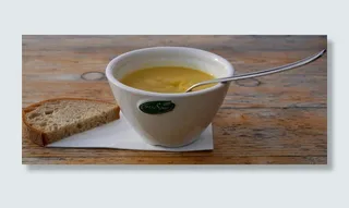 照片，白色，陶瓷，碗，汤，面包，食物，勺子