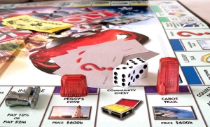 垄断棋盘游戏，垄断，加拿大，游戏，玩，骰子，玩，棋盘游戏