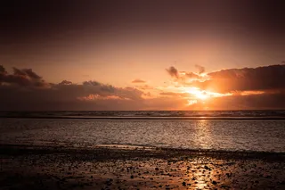 太阳，大海，沙滩，海滩，日落，日落，风景