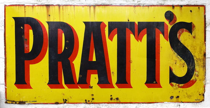 pratts、sign、oil、petrol、petroleum、tin、metal、vintage