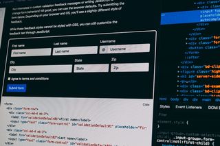 网站, html, 窗体, 黑暗, 黑色, 开发人员, 编程, 引导程序