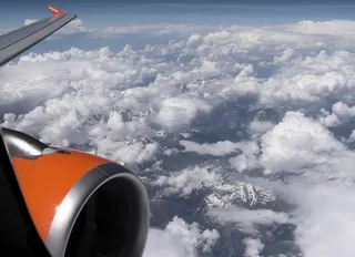 航空、摄影、飞机、云、视图、山脉、高山、景观