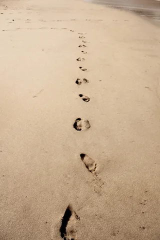 沙滩上的脚印照片