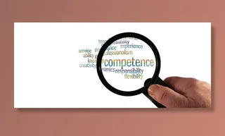 能力文本、能力、经验、手、放大镜、灵活性、知识、绩效