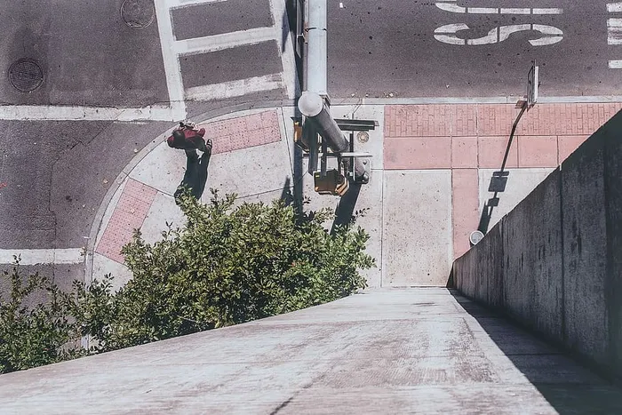 灰色混凝土柱子，灰色，混凝土，柱子，城市，懒惰，城市，透视图