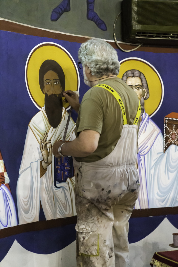 贝尔格莱德，塞尔维亚，圣萨瓦，教堂，圣萨瓦教堂，图标绘画，艺术家，只有一个人