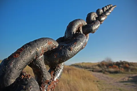 黑色，链条，日间，链环，铁，生锈，链环，连接