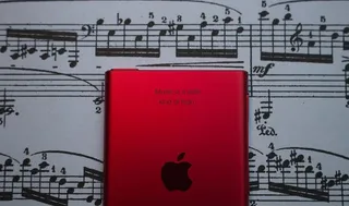 音乐、苹果、ipod、红、白、黑、音符、引号