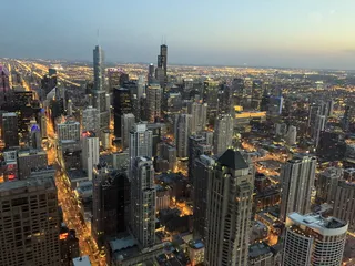 城市, 灯, 夜, 芝加哥, 建筑物, 城市景观, 查看, 汽车