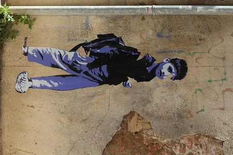 意大利，威尼斯，墙，男孩，涂鸦，威尼斯，孩子，真人