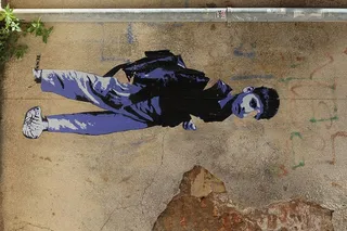 意大利，威尼斯，墙，男孩，涂鸦，威尼斯，孩子，真人