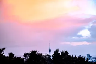 新西兰奥克兰，伊甸山，山，新西兰，天空，树木，城市