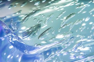 微距摄影、飞溅、水、气泡、空气、水滴、抽象、蓝色、空气