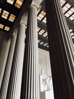 灰色混凝土柱, 亚伯拉罕林肯雕像, 建设, 纪念馆, 架构, 抬头, 林肯, 低角度视图