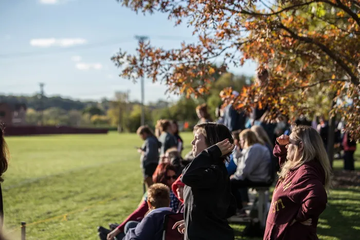 人群、游戏、运动、橄榄球、乐趣、太阳、秋天、支持者