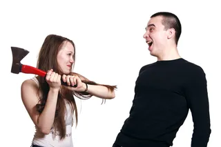 男人，女人，斧头，愤怒，愤怒，手臂，斧头，手