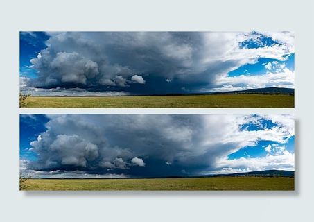 风景照片，绿色，草，白色，云，白天，天气，风暴