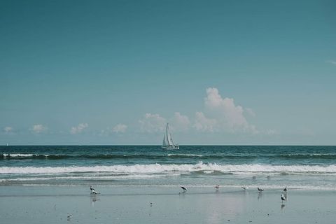 帆船，海滨，白天，白色，中部，海洋，晴朗，蓝色