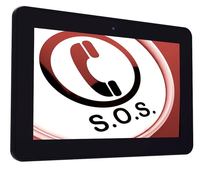 SOS平板电脑显示紧急求救信号
