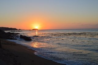 海，日落，太阳，地平线，风景，海洋，邮政，平静
