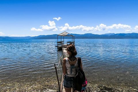 码头，码头，湖泊，户外，人，码头，水，女人