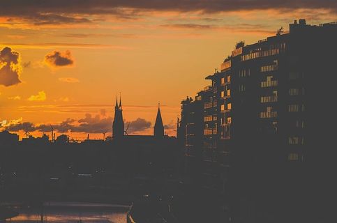 轮廓、混凝土、建筑、黄金时段照片、建筑、建筑、基础设施