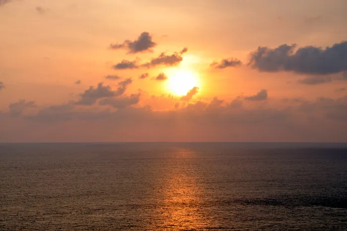 日落时的地平线，日落，海，泰国，夏天，海洋，自然，太阳