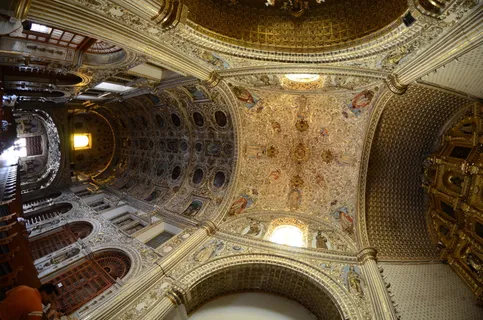 瓦哈卡，墨西哥，教堂，建筑，天花板，低角度视图，建筑结构，室内