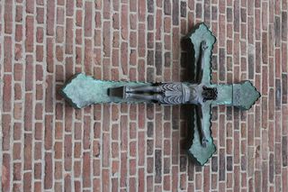 格罗宁根，荷兰，十字架，金属，砖墙，教堂，安全，没有人