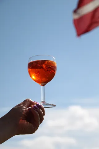 葡萄酒，国旗，假日，饮料，丹麦，天空，人手，手