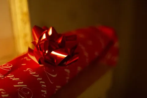 圣诞节、节日、礼物、鞠躬、礼物、庆祝、红色、室内