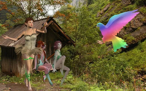 幻想、精灵、鸽子、魔术、童话、神话生物、魔术、表现