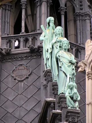 巴黎，圣母院，箭头，使徒，青铜，雕像，福音传道者，雕像