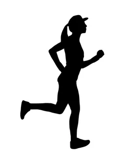 女性跑步或慢跑的剪影插图。 女性跑步或慢跑的剪影插图。