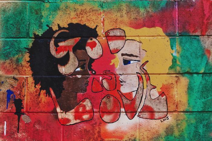 saugatuck，美国，喷漆，彩虹，明亮，砖，混凝土，石头