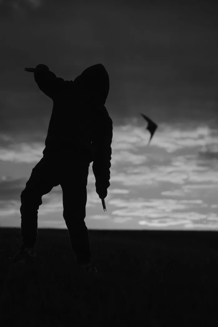 风筝，日落，傍晚，夜空，abendstimmung，灯光，黄昏，黑白