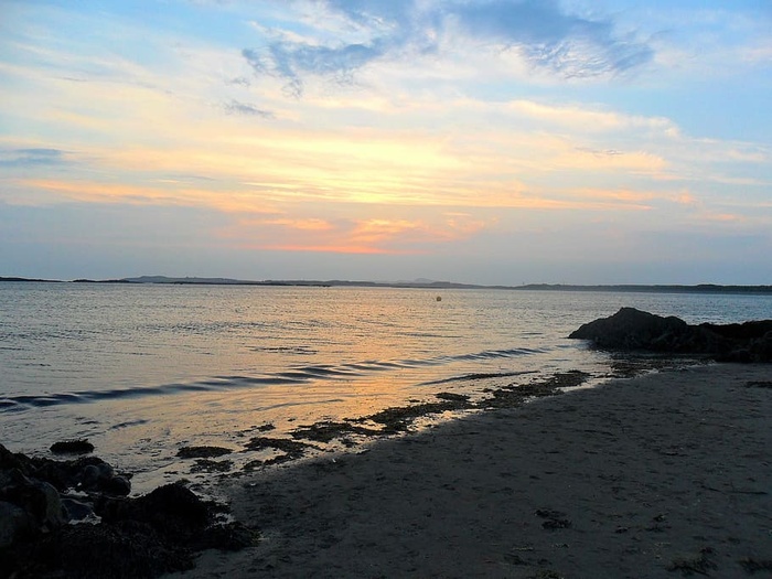 日落，风景，自然，水，户外，场景，光，海