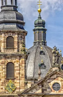 米色、棕色、大教堂、蓝色、天空、建筑、建筑、富尔达