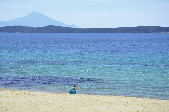自然，希腊，哈尔基迪基，阿托斯山，大海，爱琴海，海滩，假日
