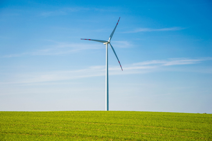 白色、风车、绿色、草地、涡轮机、可再生、资源、替代能源