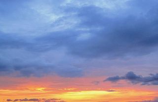 日落，桃色，橙色，蓝色，桃色橙色，深黄色，天空，云彩