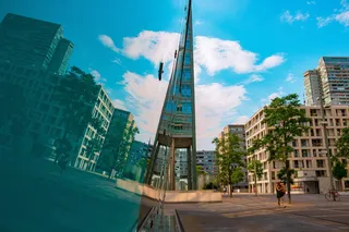 奥地利，维也纳，沃恩公园，多瑙城，反射，反射，天空，格拉斯