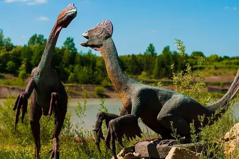 两只灰色恐龙，恐龙，gad，哺乳动物，恐龙，灭绝，模型，龙