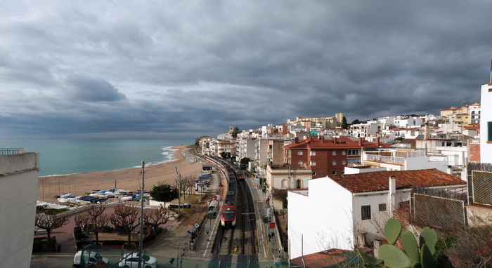 查看, 全景, 海, 地中海, 露台, 圣波尔, Maresme, 加泰罗尼亚